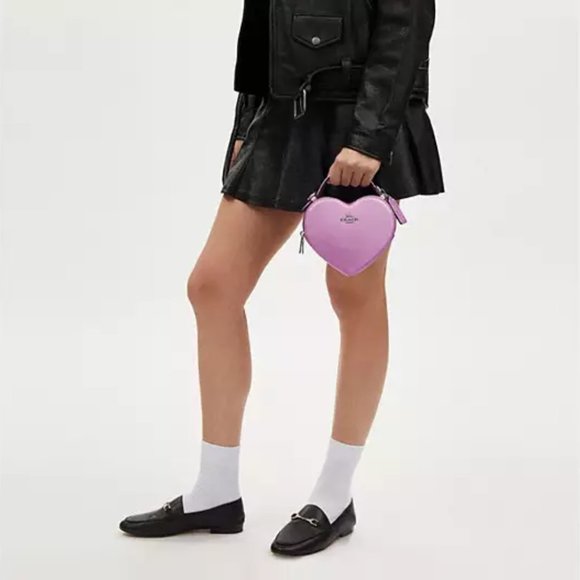 😊 Coach Heart Crossbody Silver/Metallic Lilac - Picture 5 of 11